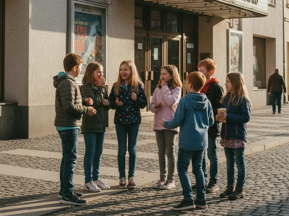 Primary and secondary school pupils during a screening